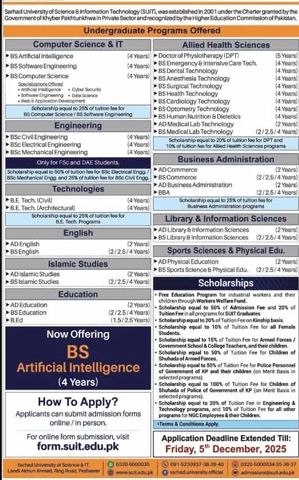 Admission notice for Sarhad University